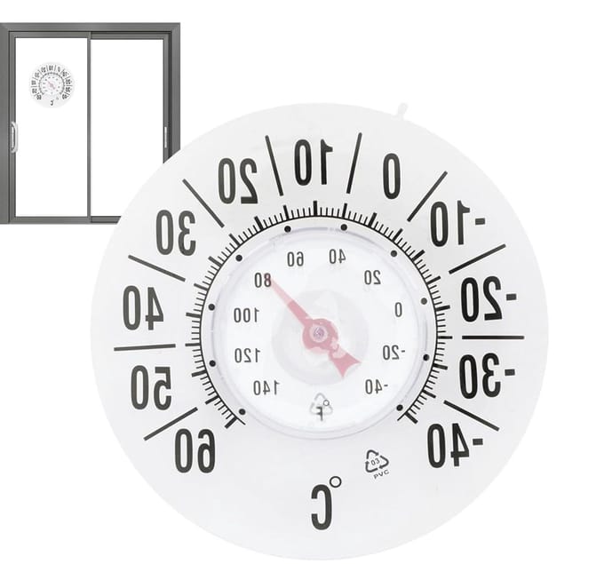 Buiten Temperatuur Meter - Analoge Klok - Temperatuur Monitoren - Batterijvrije Mechanische - 19 Centimeter Diameter - Wit