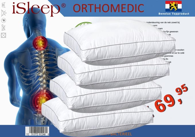 iSleep OrthoMedic Box Hoofdkussen Set (4 Stuks) - 50x60x10 cm - Wit