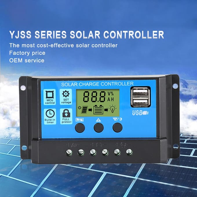 30A Solar-laadregelaar 12V / 24V Automatische identificatie PWM-parameters Instelbaar LCD-scherm blauw