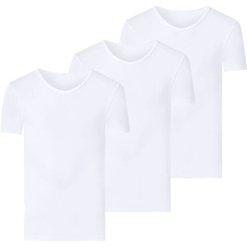 ESMARA MEN Set van 3 geribde heren T-shirts (V-hals, Wit, S)