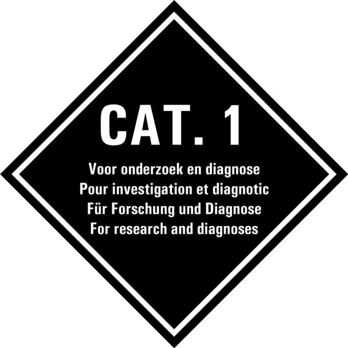 Categorie 1 voor onderzoek en diagnoses sticker 100 x 100 mm
