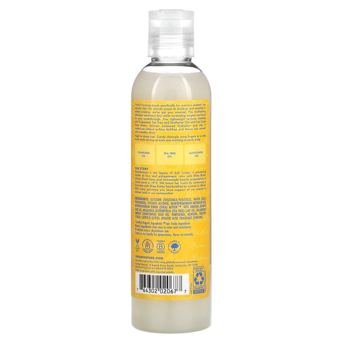 SheaMoisture, Huile de pépins de raisin et d'arbre à thé, Raw Prosperity, Démêlant sans rinçage pour le soutien du poids, 8 fl oz (237ml) yellow