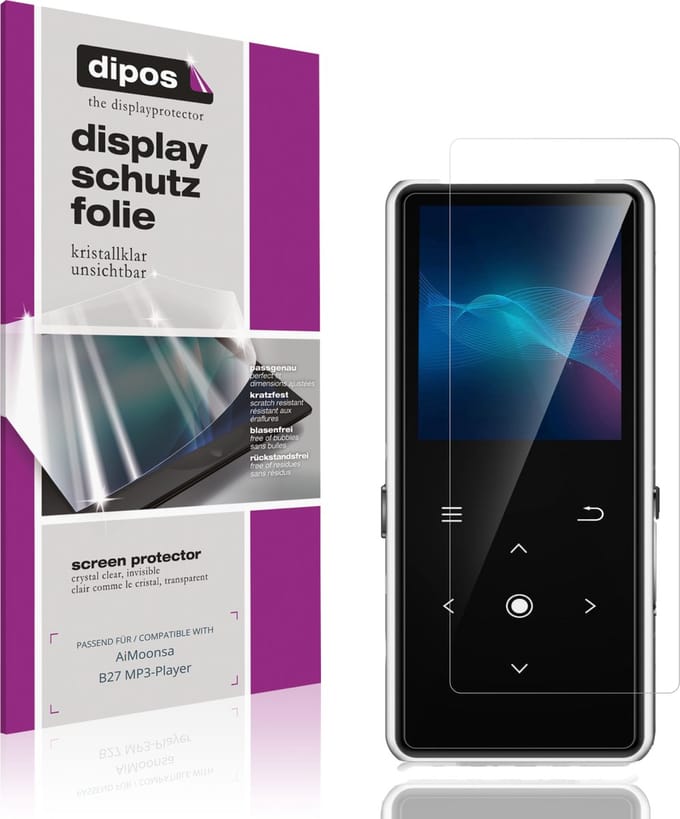 dipos – 4x Beschermfolie geschikt voor AiMoonsa B27 MP3-Player | Krasbestendige & heldere Screenprotector Ultra-Thin