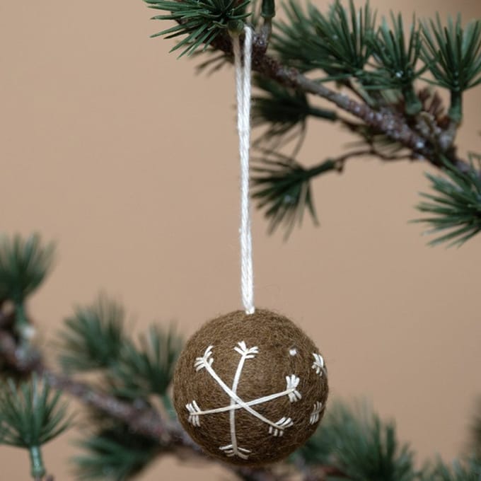 Kerstbal Vilt Rond - Gingerbread Small - 5cm - Fairtrade