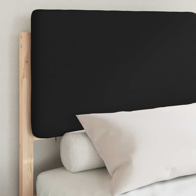 vidaXL - Bedframe - met - Gevoerde - Hoofdbord - Zwart - 150 - x - 200 - cm