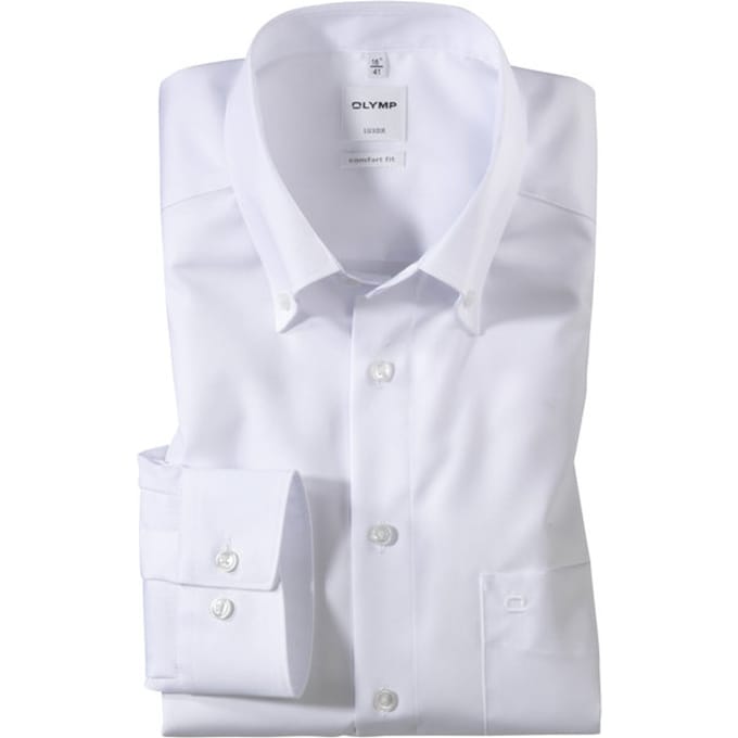 OLYMP Luxor Overhemd, Comfort Fit, Button-down, Wit