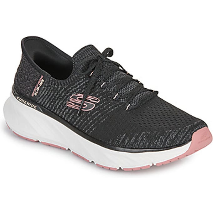 Skechers Edgeride Impression Textiel Dames Zwart/Roze Sneakers