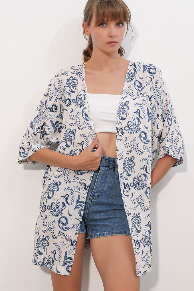 Lange Gedrukte Viscose Kimono