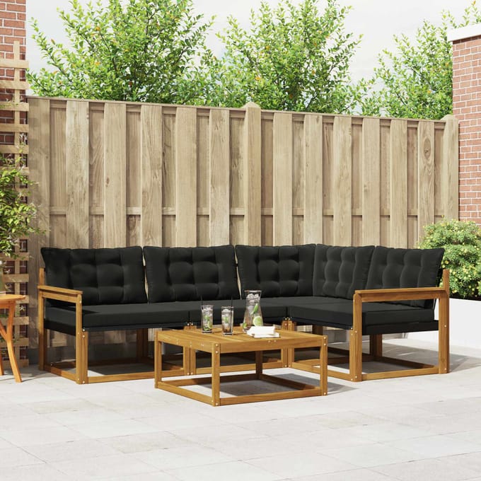 vidaXL - Buiten - bank - set - 5 - st - Naturel - en - Zwart
