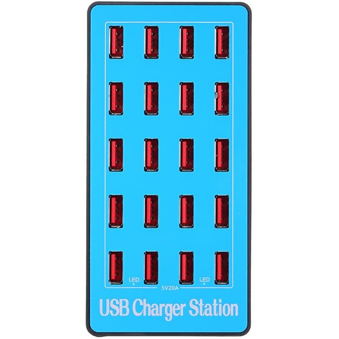 USB slimme oplader met 20 poorten voedingsadapter van universeel compatibiliteitslaadstation voor EU Plug blue