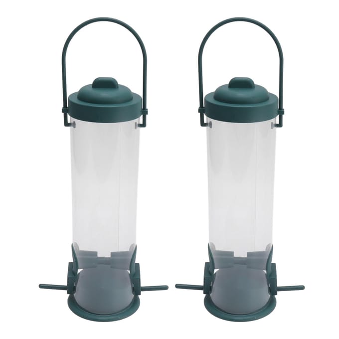 2 Set Vogel Buis Voeder Plastic Transparant Hangend Vinken Voeder Tuindecoratie met 2 Ventilatiegaten 2 white