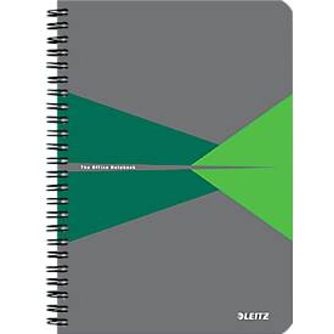 Leitz Office collegeblok, A5-formaat, 90 geruite vellen, 360° openend, spiraalbinding, kartonnen omslag, FSC®-gecertificeerd, groen