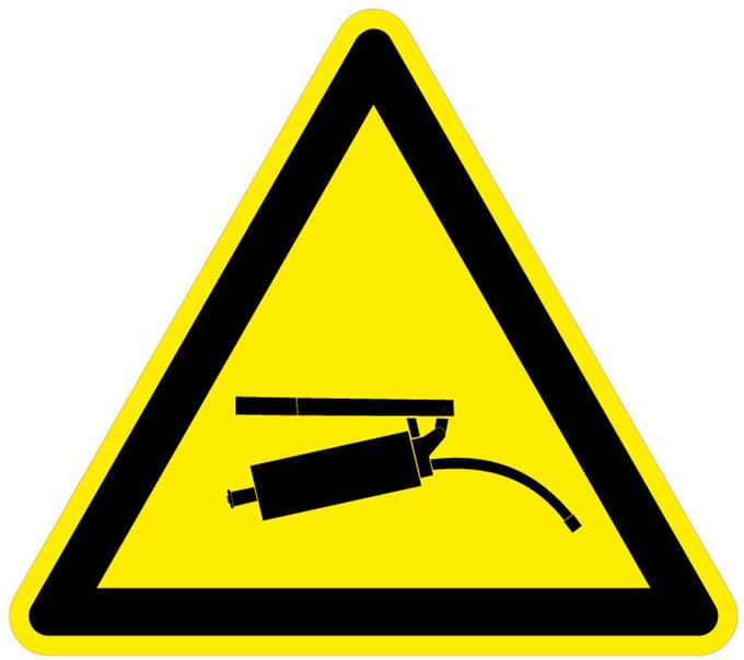 Waarschuwingssticker drukspuit 300 mm