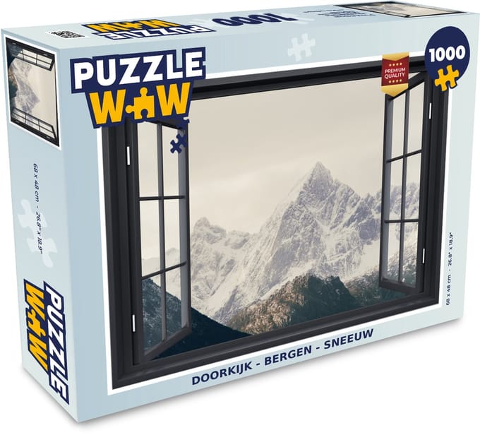 Puzzel Doorkijk - Berg - Sneeuw - Legpuzzel - Puzzel 1000 stukjes volwassenen