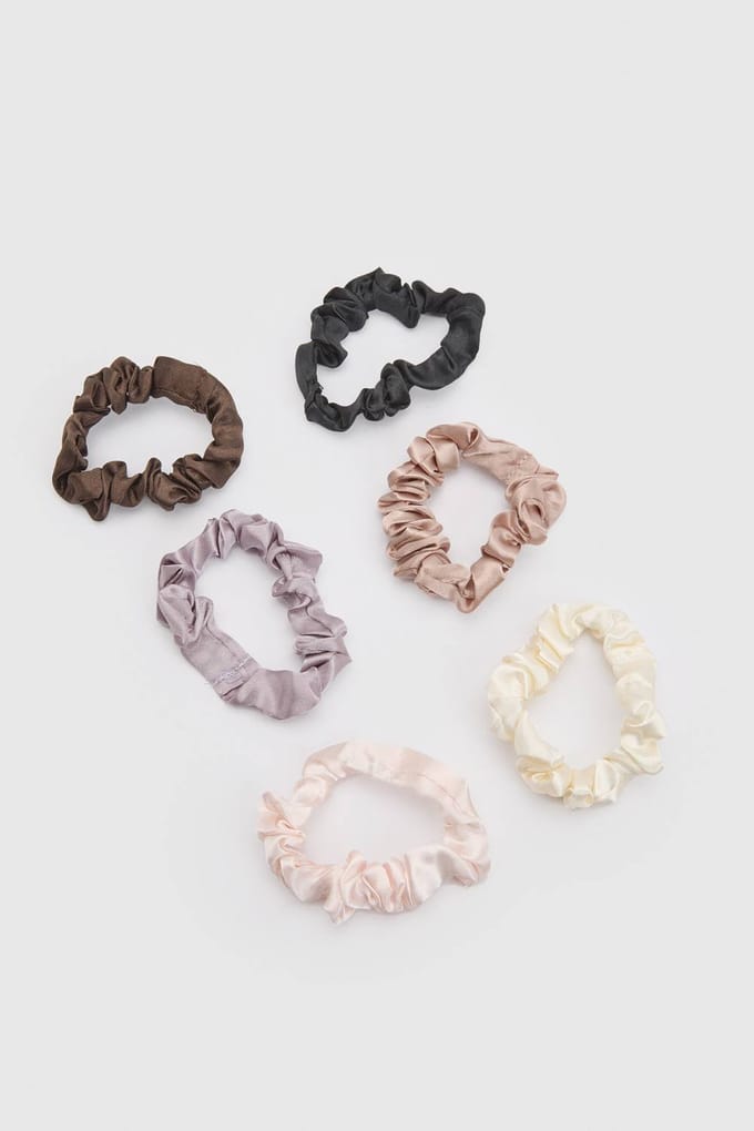 boohoo Dames Satijnen Scrunchies 6-pack