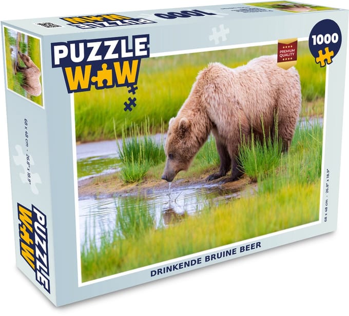 Puzzel Beer - Water - Gras - Wild - Legpuzzel - Puzzel 1000 stukjes volwassenen