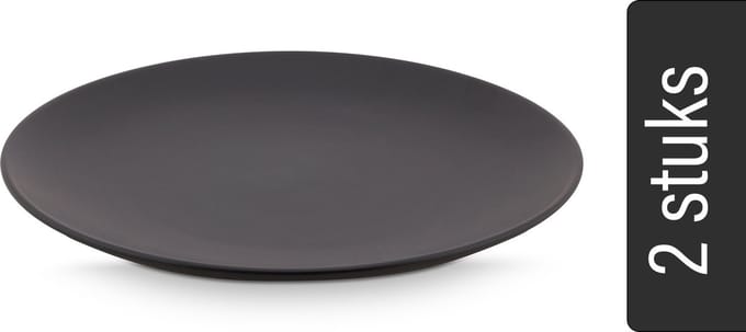 vtwonen - Borden - Set van 2 - Mat Zwart - Porselein - Ø 25.5cm