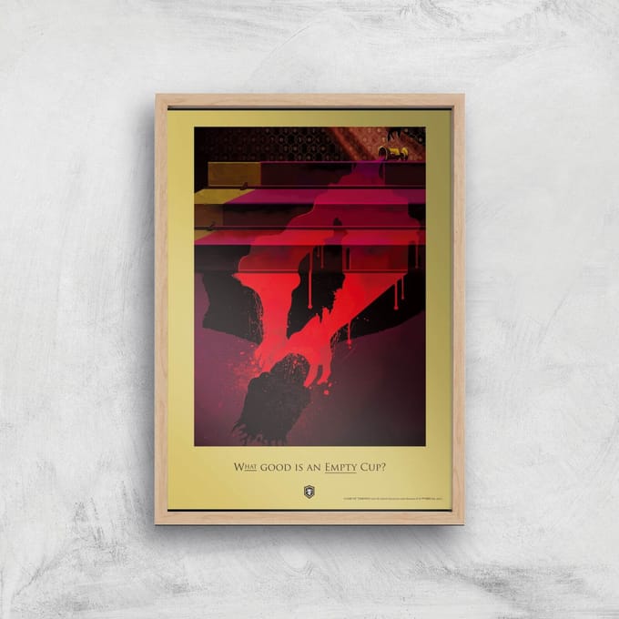 Game of Thrones Empty Cup Giclee Art Print - A4 - Wooden Frame