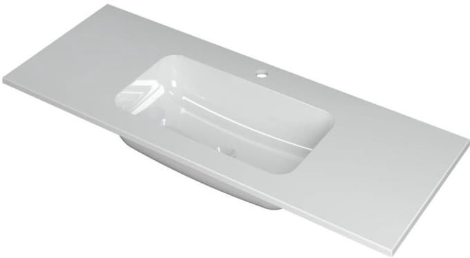 INK Faktor Wastafel Polystone Midden met 1 Kraangat - 1200x450x15 mm - Glans Wit