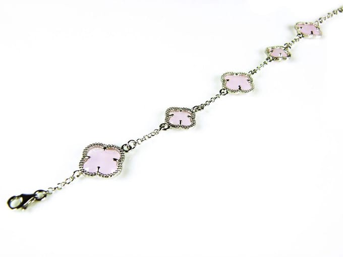 model 5 fiori armband in zilver melkroze