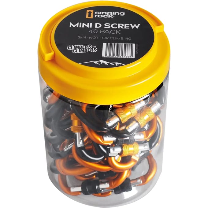 Schroefsluitings karabijnhaak voor klimmen Singing Rock Mini D (x40)