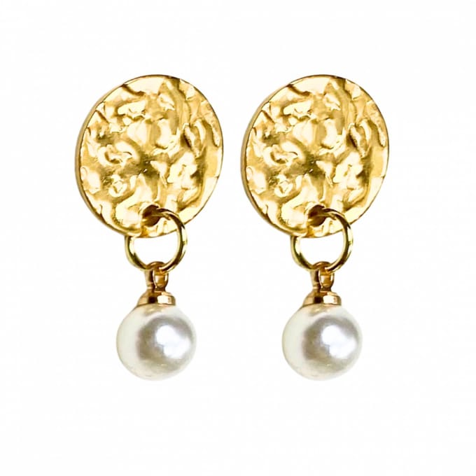 Oorbellen -Synthetische-parel -RVS -goudkleur-Charme Bijoux
