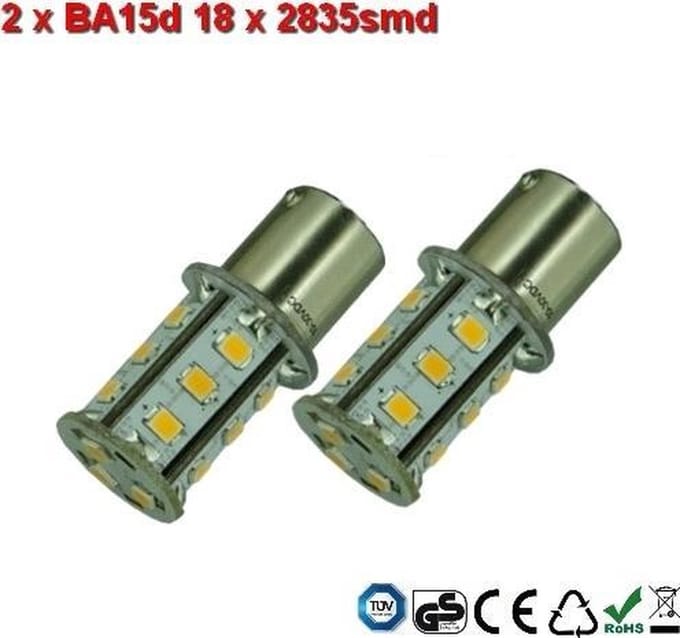 2 x BA15d-18x2835smd- Warm-Wit 10-30v Navigatie