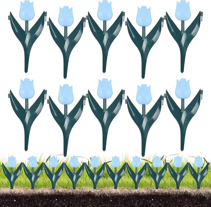 Tuinrand Afscheiding - Bloembedrand Stukken - Tuin Decoratie - Flexibel en Weerbestendig - 10 Stuks - Blauw