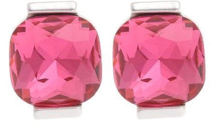 Behave - Oorbellen dames steker glassteen - roze zilverkleur modern