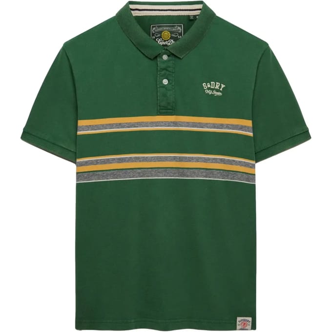 Superdry Vintage Stripe Korte Mouw Poloshirt Groen M Man