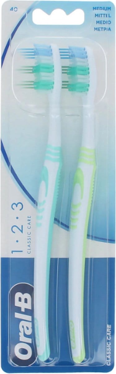 Oral-B 1.2.3 Classic Care Duo Pack Mint-Green Tandenborstel - Medium