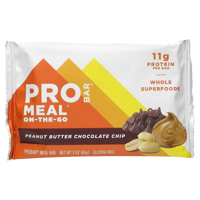 ProBar, Draagbare Maaltijd, Pindakaas Chocoladechip, 12 Repen, 3 oz (85 gram) Elk
