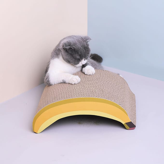 Kattenkrabplank Banaanvorm Schattig Grappig Golfkarton Kat Klauwen Slijpen Krabplank gray