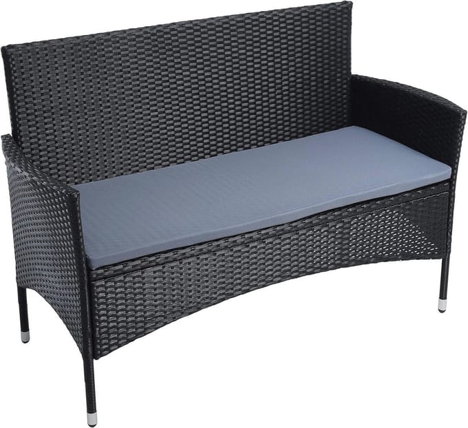 Tuinbank van polyrotan 2-zits met kussen - Weerbestendig en comfortabel