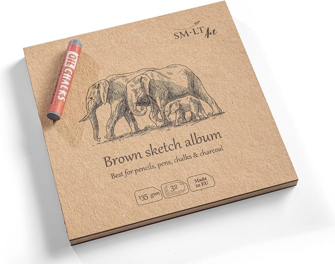 SMLT Schetsboek - Bruin papier, 14 cm, 32 vel, 135gr - Duurzaam