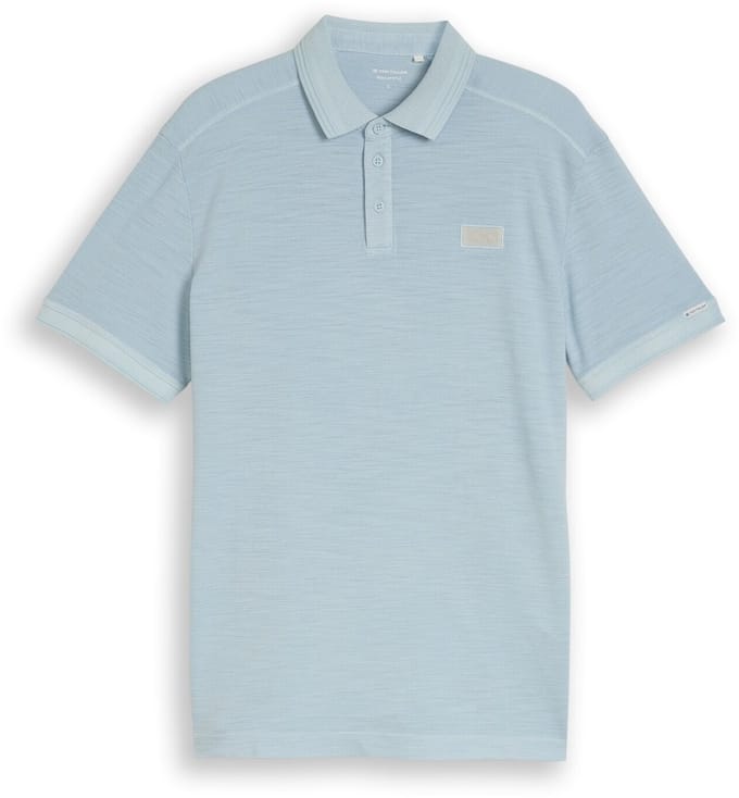 Tom Tailor - Piqué poloshirt met logobadge - Maat S - light blue grey