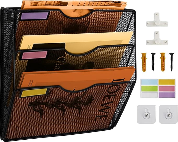 Goodivery ® Multifunctionele Wandorganiser met Drie Vakken voor Documenten en Tijdschriften