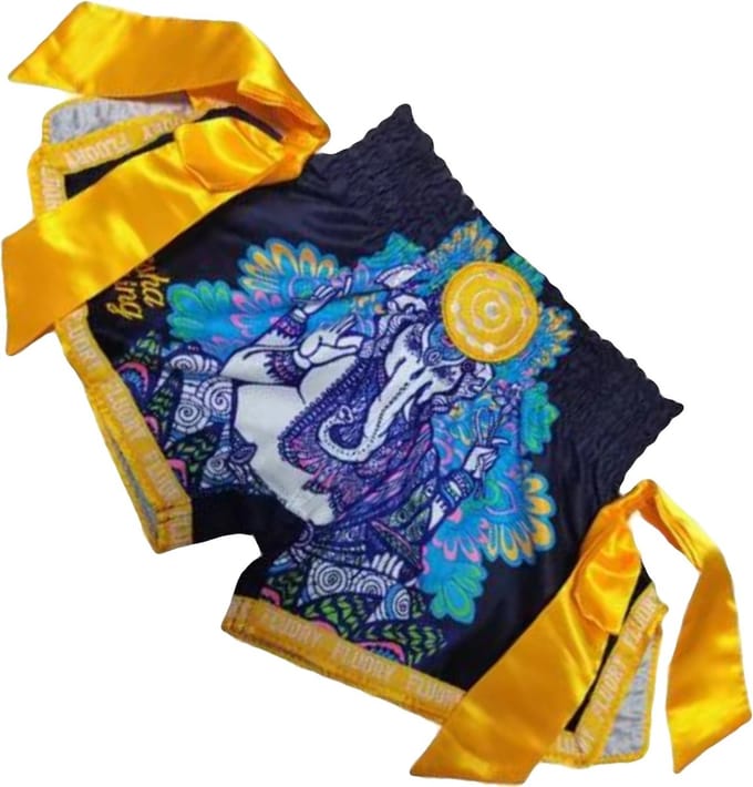Fluory Muay Thai Kickboks Broekje Olifant Zwart MTSF101 - M