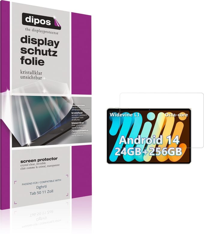 dipos – 2x Beschermfolie geschikt voor Dghrti Tab 50 11 Zoll | Krasbestendige & heldere Screenprotector Ultra-Thin