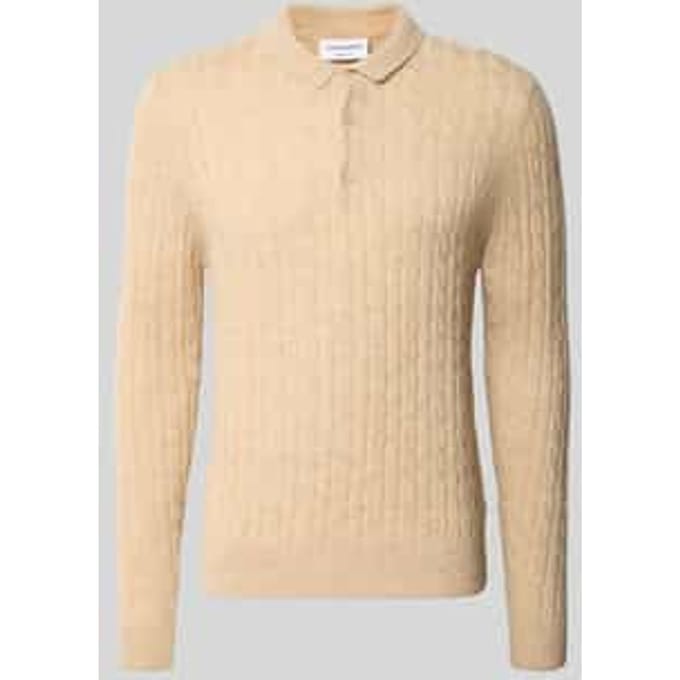 Gebreide pullover van linnenmix met polokraag