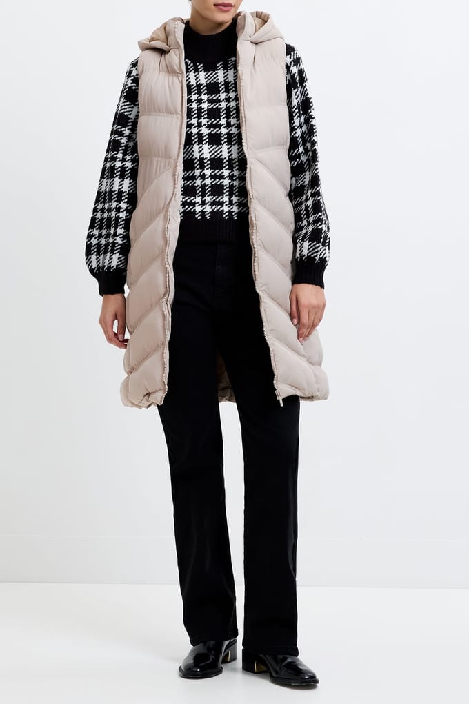 French Connection Gilet Row Hood Mid Putty Größe: L | Gilets Outlet | Damen