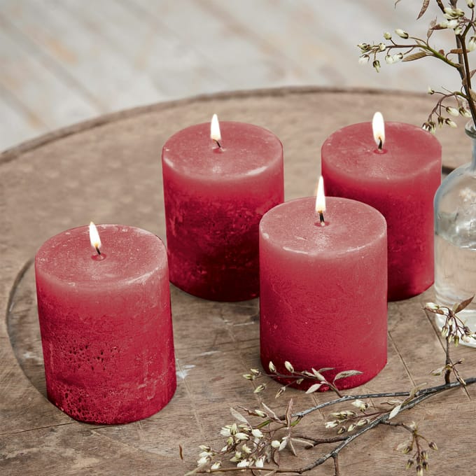 LOBERON Kaars set van 4 Virrans rood