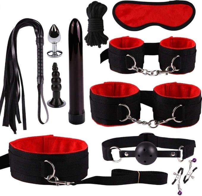 Nooitmeersaai - BDSM bondagekit Slave Red compleet 11-delig