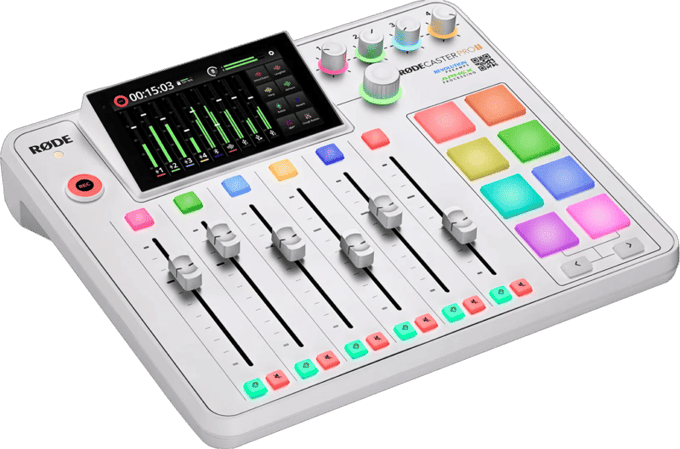 RØDE RØDECaster Pro II White – Premium All‑In‑One USB‑Mixer voor Podcasting, Streaming & Content Creatie