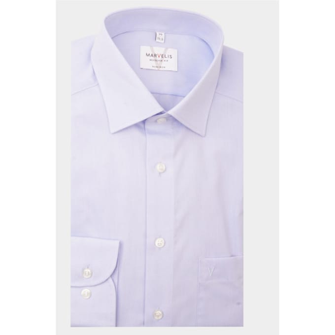 MARVELIS modern fit overhemd - lichtblauw - Strijkvrij - Boordmaat: 44 (EU maat: XL)