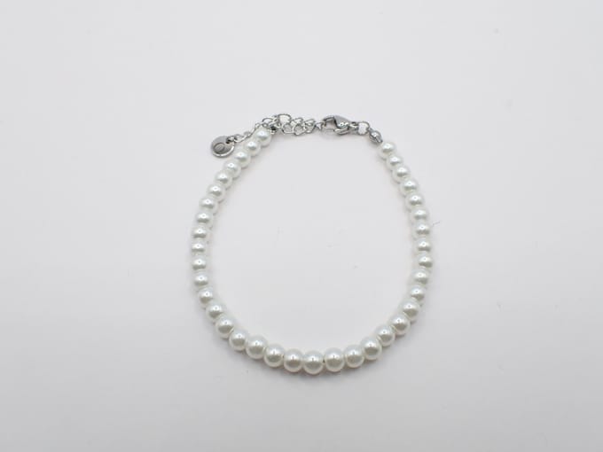 Colure® armband glasparels 6mm white zilver
