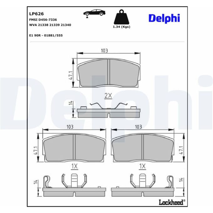 Remblokkenset, schijfrem DELPHI LP626