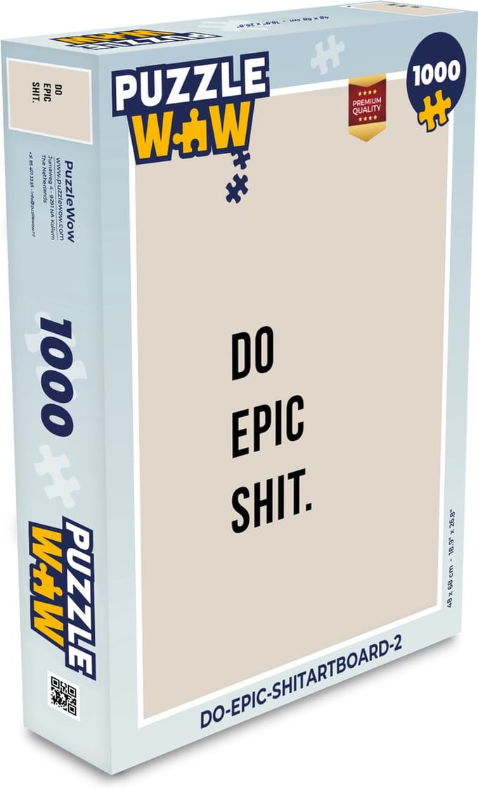 Puzzel Quotes - Do epic shit - Beige - Legpuzzel - Puzzel 1000 stukjes volwassenen