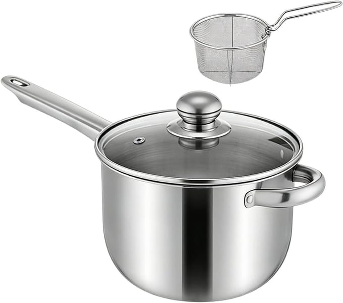 Airfryer Pan - Friteuse Pot - Compact Koken - Inductie Compatibel - 15 inch - Zilver