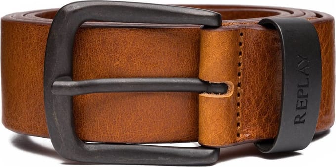 REPLAY Leren Riem Leather Belt W85 Faded Deer Brown Bruine